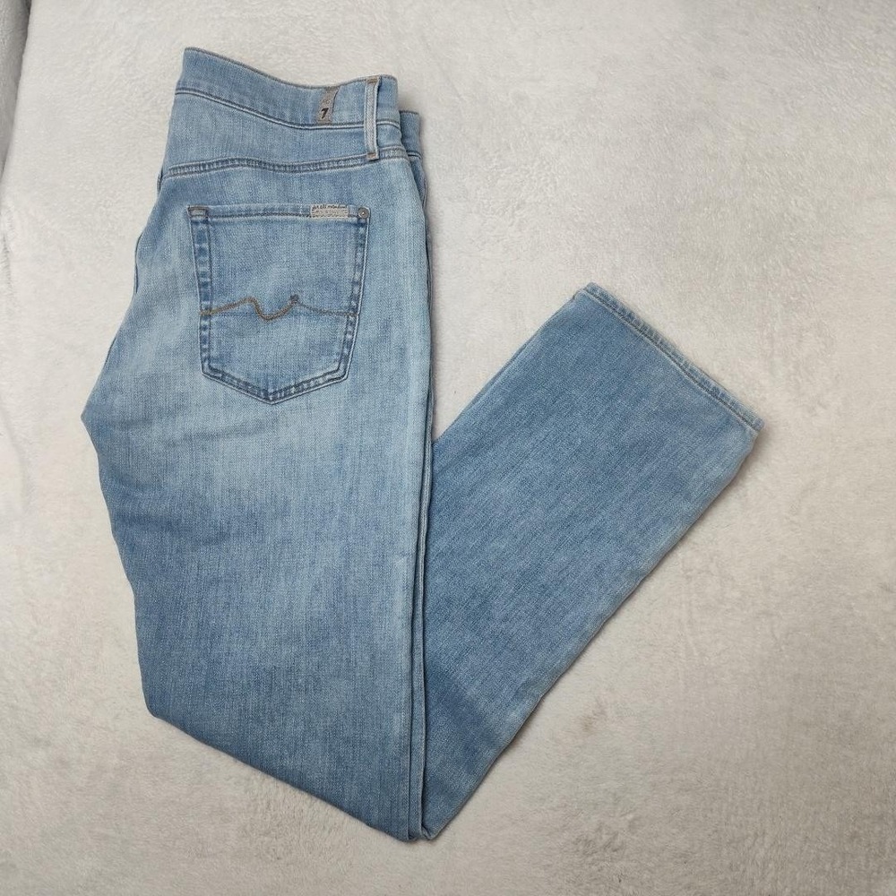 7 For All Mankind Jeans Mens 33x34 Blue Straight Light Wash Denim Stretch Mexico